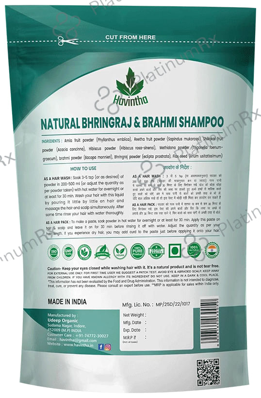 Havintha Natural Bhringraj & Brahmi Shampoo Powder