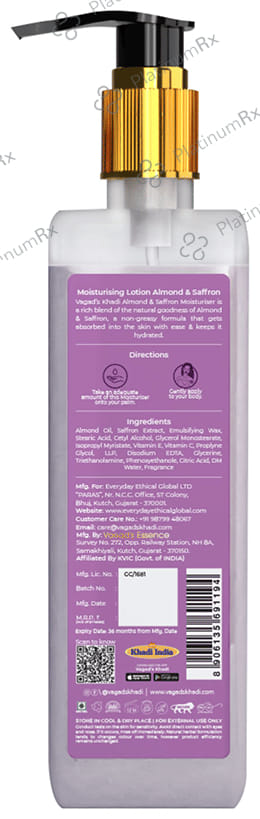 Vagad's Khadi Herbal Moisturising Lotion Almond & Saffron