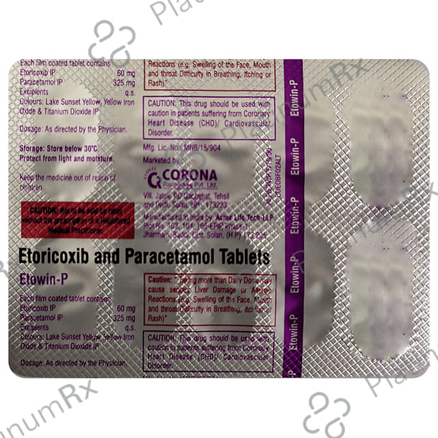 Etowin P 60/325mg Tablet 10s
