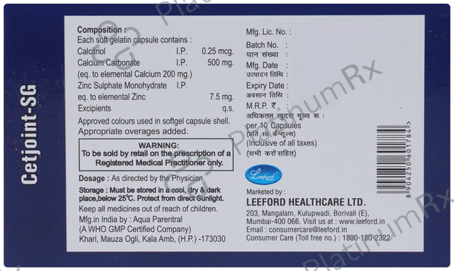 Cetjoint SG Soft Gelatin Capsule 10s