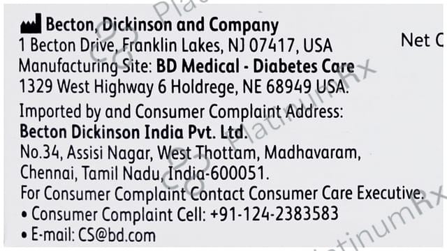 BD Insulin Syringes with BD Ultra Fine Needle 100U 31G 6MM 10s