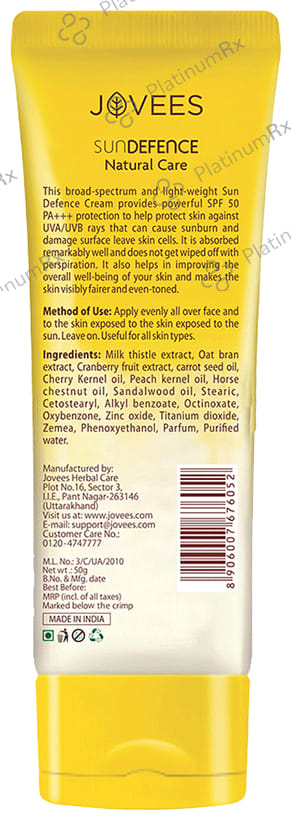 Jovees Sun Defence SPF 50 PA+++ Cream 50gm