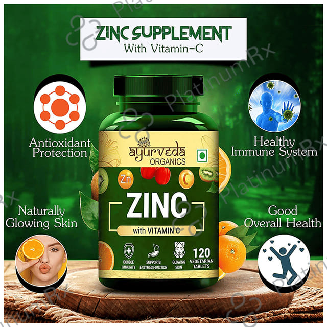 Ayurveda Organics Zinc with Vitamin C Vegetarian Tablet