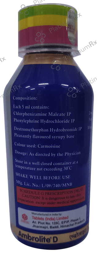 Ambrolite D 2/10/5mg Syrup 100ml