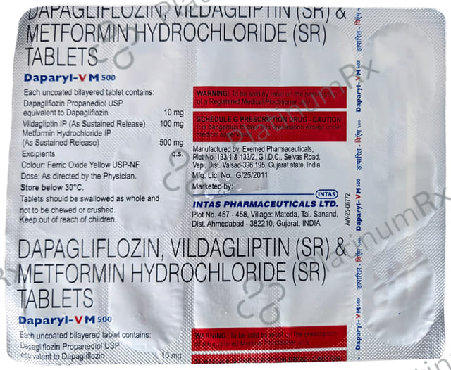 Daparyl VM 10/500/100mg Tablet 15s