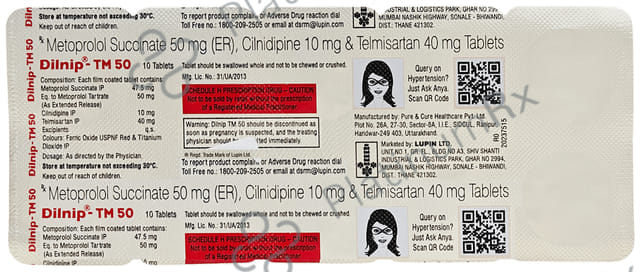 Dilnip TM 50/40/10mg Tablet 10s