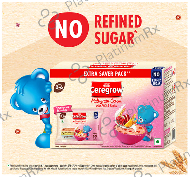 Nestle 2to6 Years Ceregrow Multigrain Cereal with Milk & Fruits Extra Saver Pack (50gm Each)