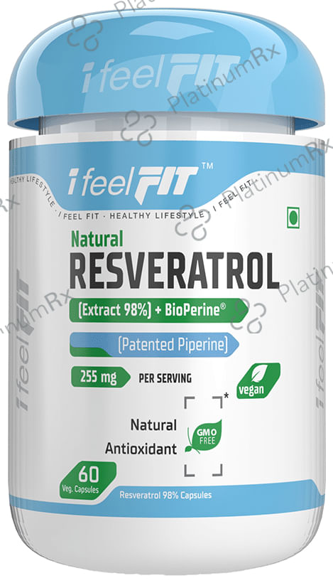 iFeelFIT Natural Resveratrol (Extract 98%)+ Bioperine 255mg Veg Capsule