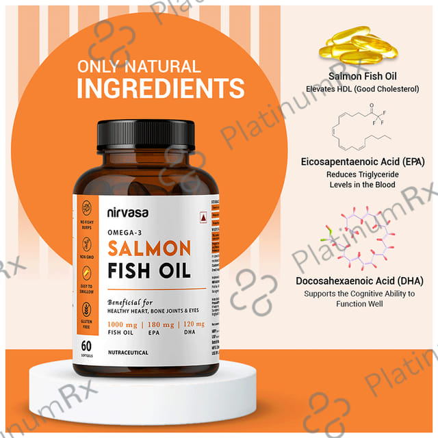 Nirvasa Omega-3 Salmon Fish Oil Softgel (60 Each) 1 Bottle