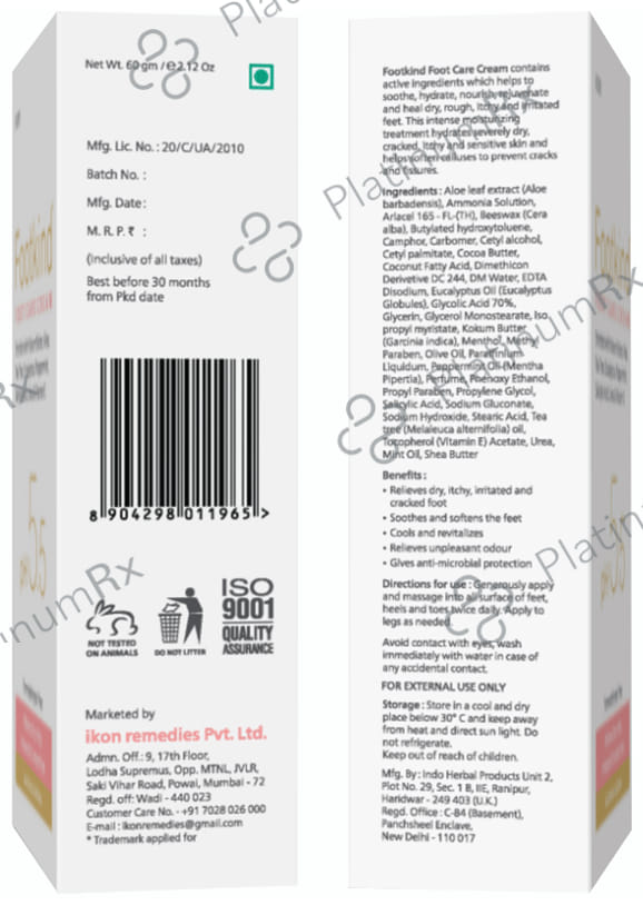 Footkind pH Balanced Foot Care Cream (60gm Each) 2 Tube
