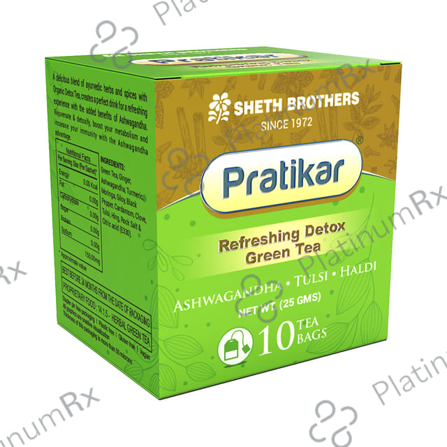Pratikar Refreshing Detox Green Tea Bag with Ashwagandha, Tulsi & Haldi
