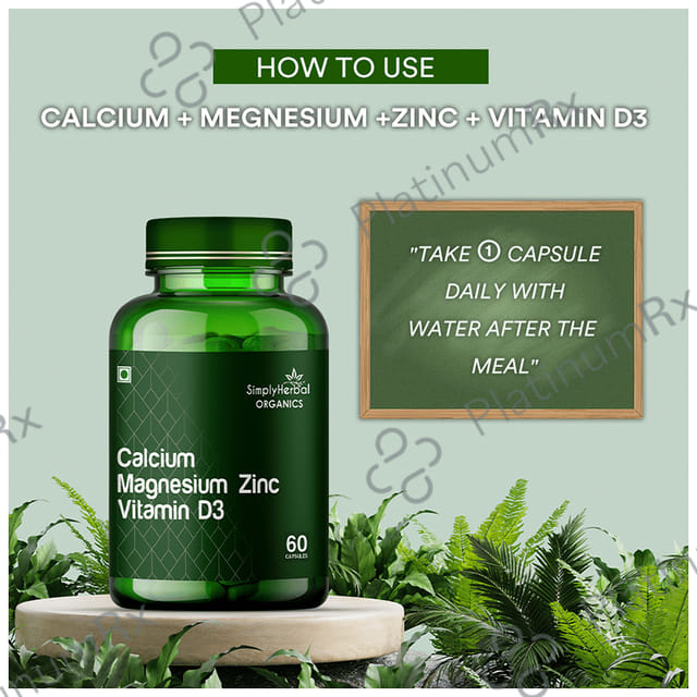 Simply Herbal Organics Calcium Magnesium Zinc Vitamin D3 Capsule