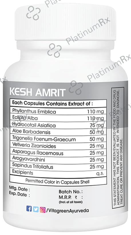 Vitagreen Kesh Amrit 500mg Capsule