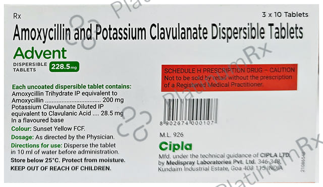 Advent 200/28.5mg Tablet DT 10s