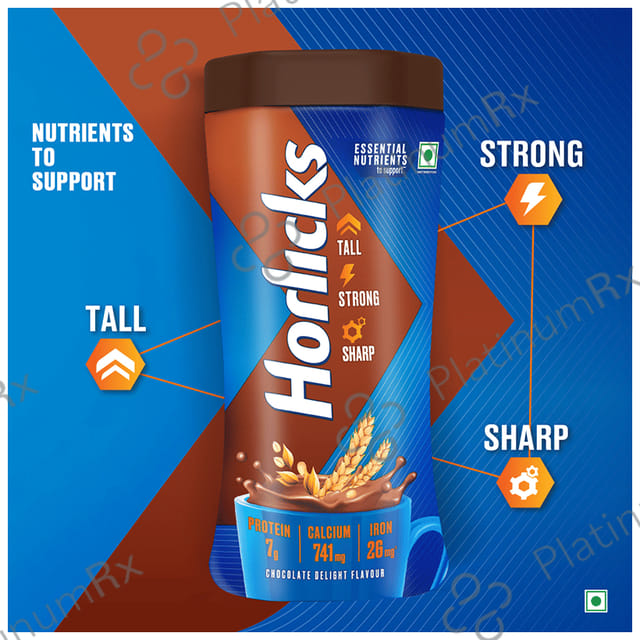 Horlicks Drink with Vitamin C, D & Zinc - For Bones & Metabolism - Flavour Chocolate Delight 500 gm