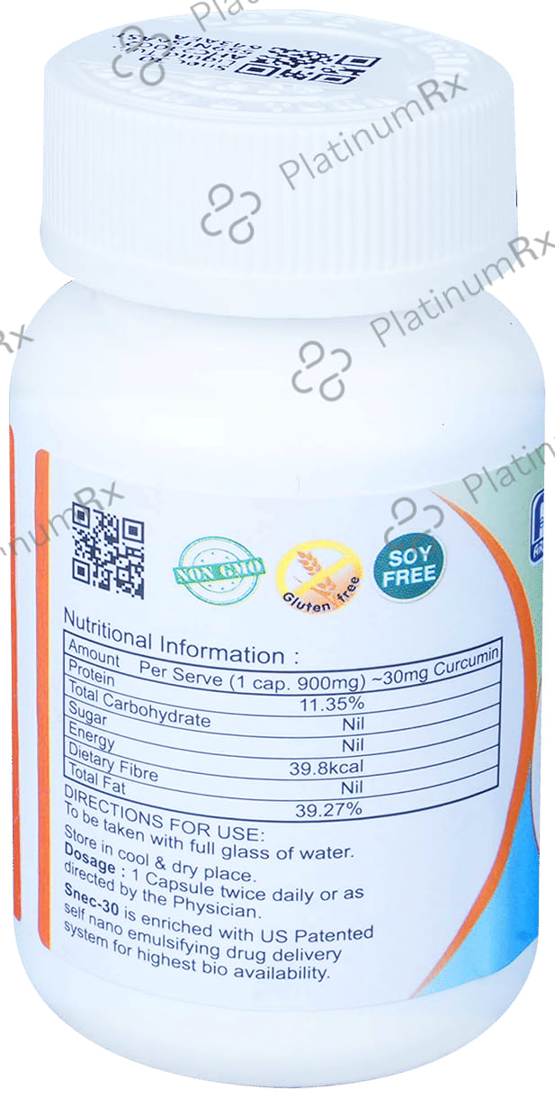 Snec 30 Liquid Turmeric Curcumin Capsule US Patent - Supports Joint, Heart & Brain Health 30 capsules