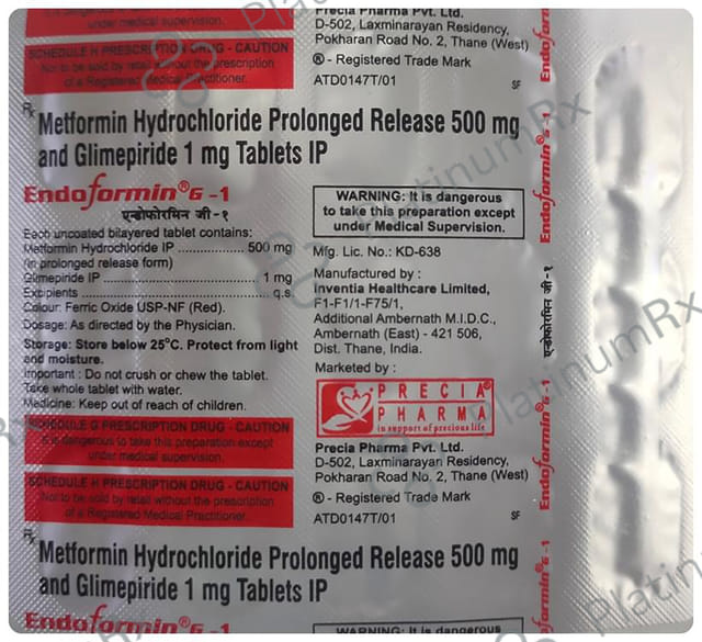 Endoformin G 1/500mg Tablet PR 15s