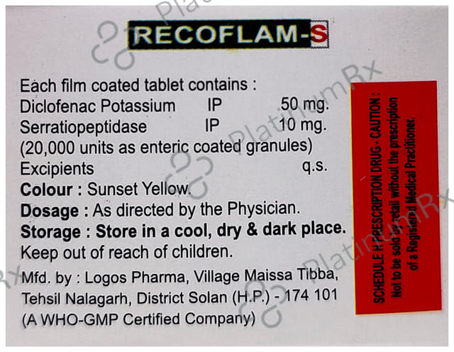 Recoflam S 50mg/10mg Tablet