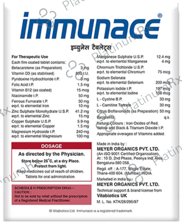 Immunace with Carotenoids + Vitamin D for Antioxidant and Immune Support - Tablet
