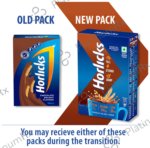 Horlicks Drink - Powder with Zinc, Vitamin C & D - Flavour Chocolate Delight 500 gm