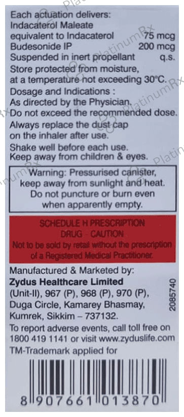 Indanide 200/75mcg Inhaler 120MDI