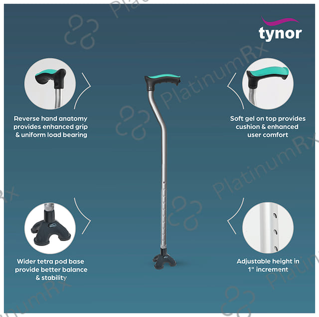 Tynor Walking Stick Tetra Universal Grey