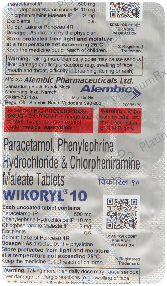 Wikoryl 2/500/10mg Tablet 15s