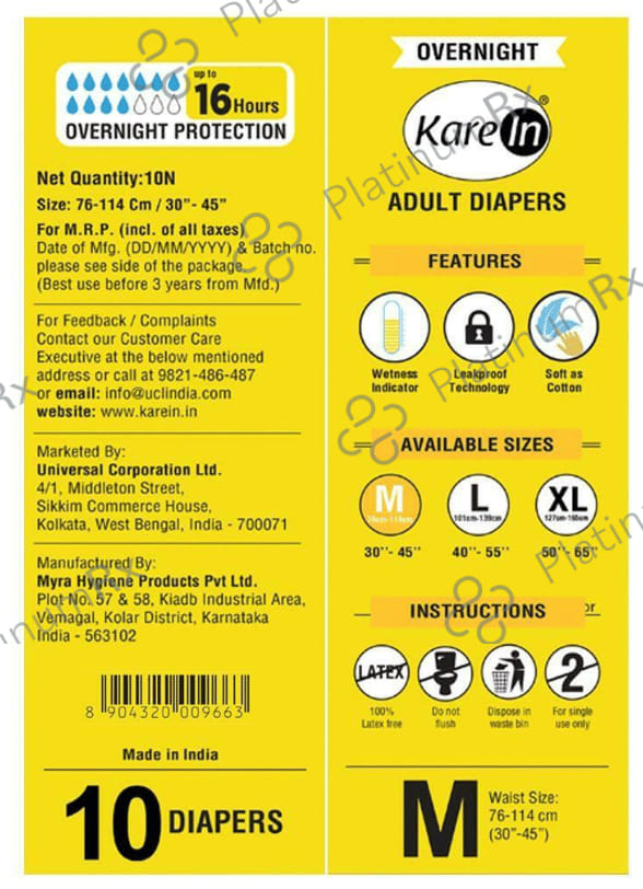 Kare In Overnight Adult Diaper Medium 10s