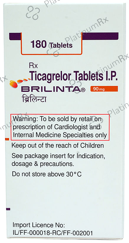 Brilinta 90mg Tablet 180s