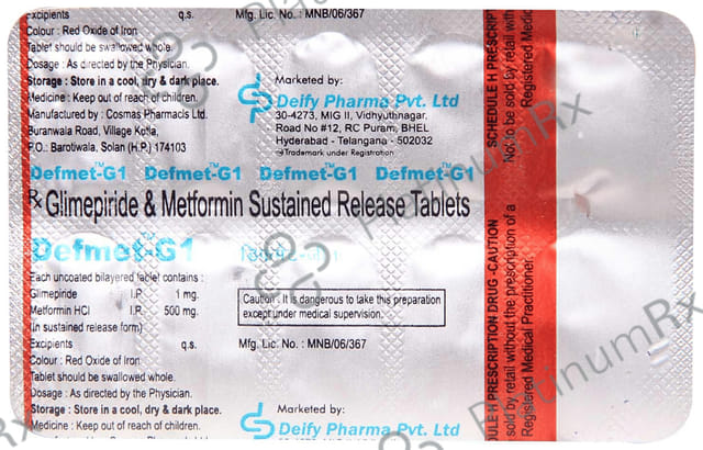 Defmet G 1/500mg Tablet SR 10s