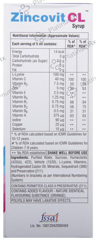 Zincovit CL Syrup 200ml