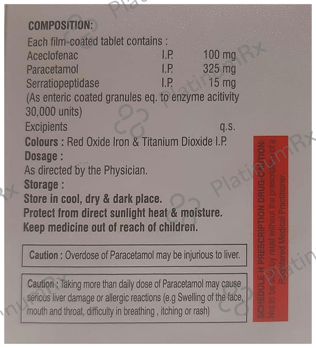 Aceknob SP 100/325/15mg Tablet 10s