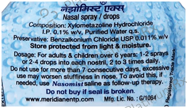 Nasomist X Nasal Drops 10ml