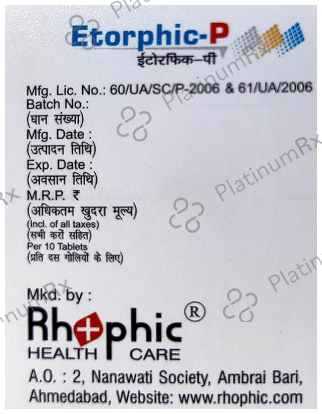 Etorphic P 60/325mg Tablet 10s
