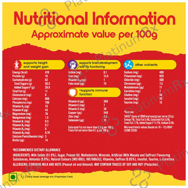 Complan 100% Milk Protein for Concentration, Memory & Growth - Flavour Kesar Badam