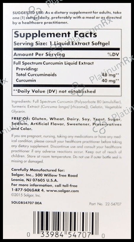 Solgar Full Spectrum Curcumin Liquid Extract Softgels