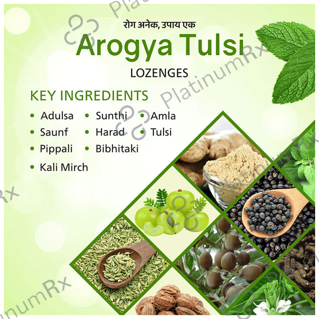 Arogya Tulsi Lozenges (6 Each) Ginger Mint 10 strips