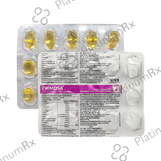Primosa 500mg Evening Primrose Oil Capsule 15s