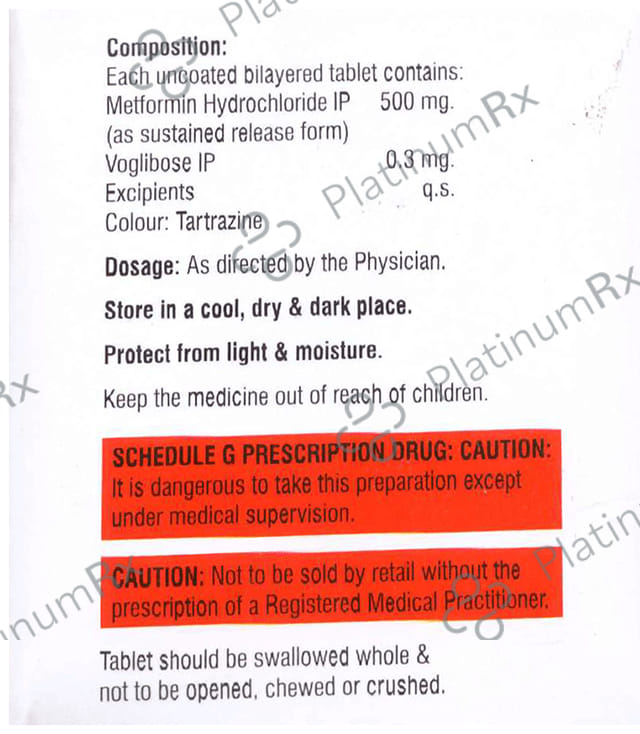 Agivog M 0.3/500mg Tablet SR 15s