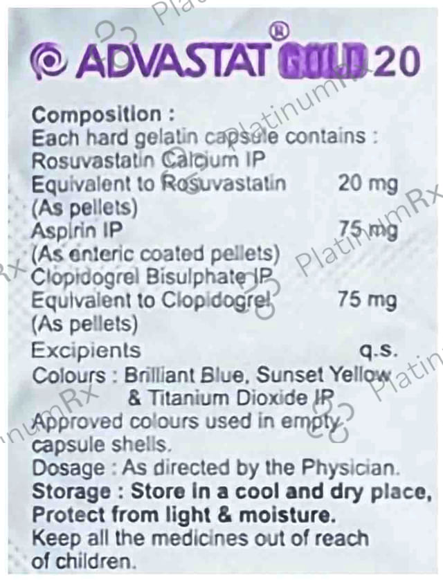 Advastat Gold 20mg Capsule 10s