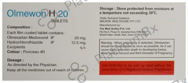 Olmewon H 20 Tablet 10 Tablet Walron Health Pvt