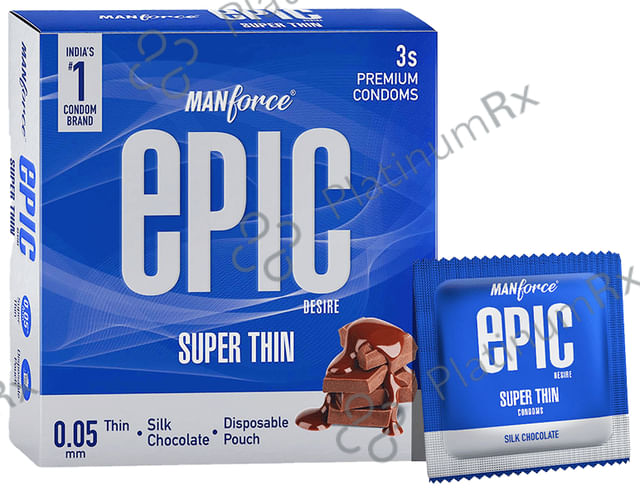 Manforce Epic Desire Super Thin Premium with Disposable Pouch Silk Chocolate Condom 3s