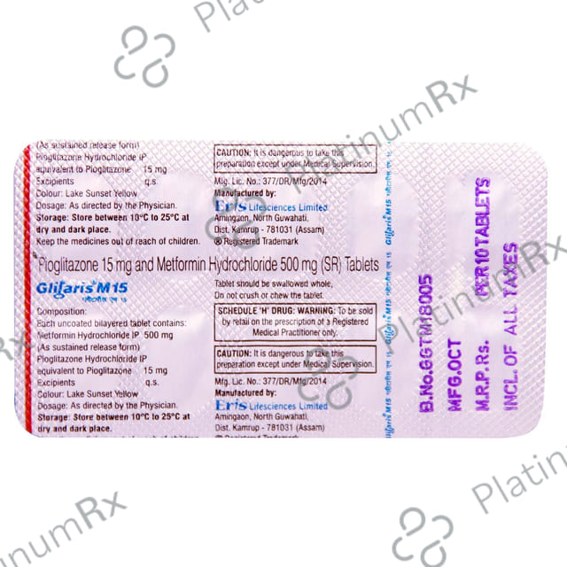 Glitaris M 15/500mg Tablet 10s