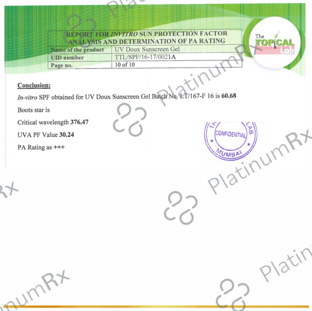UV Doux Gold Silicone Sunscreen SPF 50 Gel 50gm