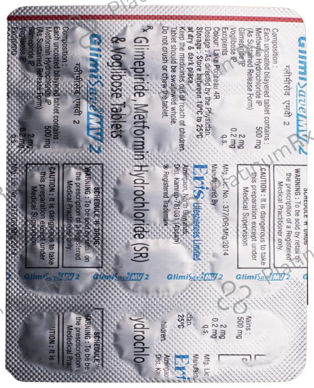 Glimisave MV 2/500/0.2mg Tablet SR 15s
