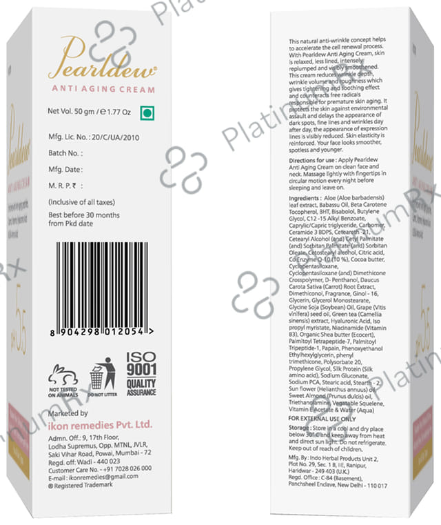 Pearldew Anti Aging Cream (50gm Each) 4 Tubes