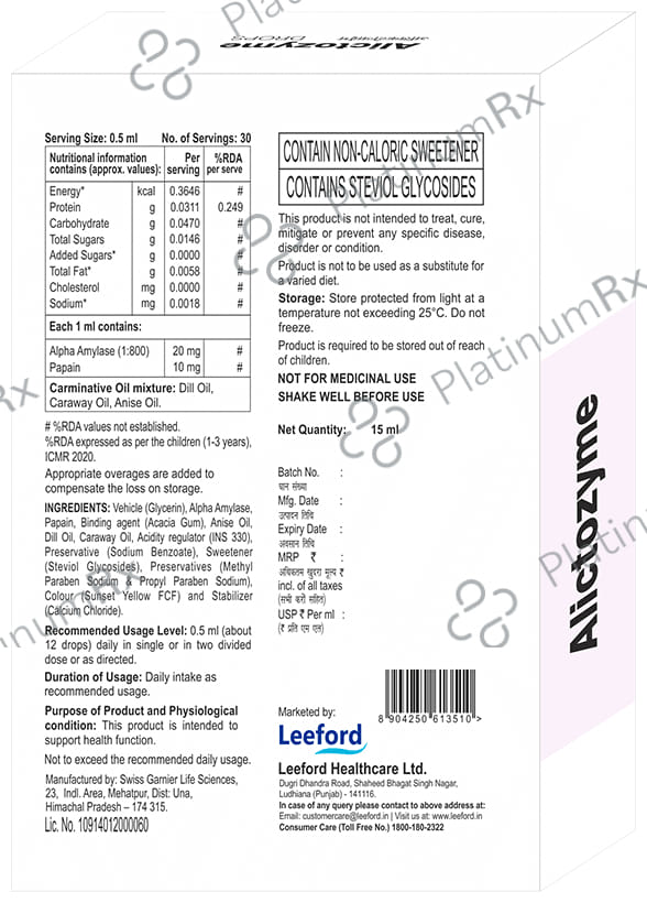 Alictozyme Oral Drops Gluten Free