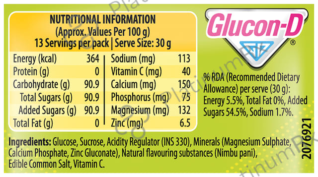 Glucon D Instant Energy Nimbu Pani Flavour Powder 400gm