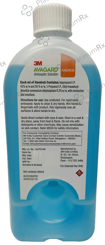 3M Avagard Handrub Hand Sanitizer Antiseptic Solution 500ml