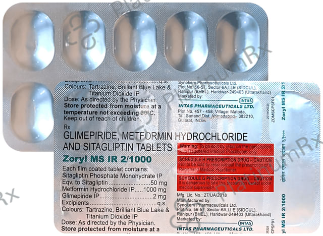 Zoryl MS IR 2/50/1000mg Tablet 10s